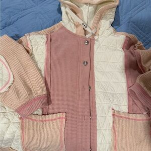 POL Cream and Pink Textured Jacket